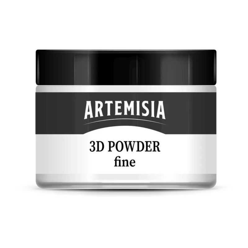 3D Powder, Fine je jemnozrnný strukturovací produkt, který lze míchat s akrylovými barvami, gely nebo pastami a vytvářet tak jemné textury povrchu. Je v