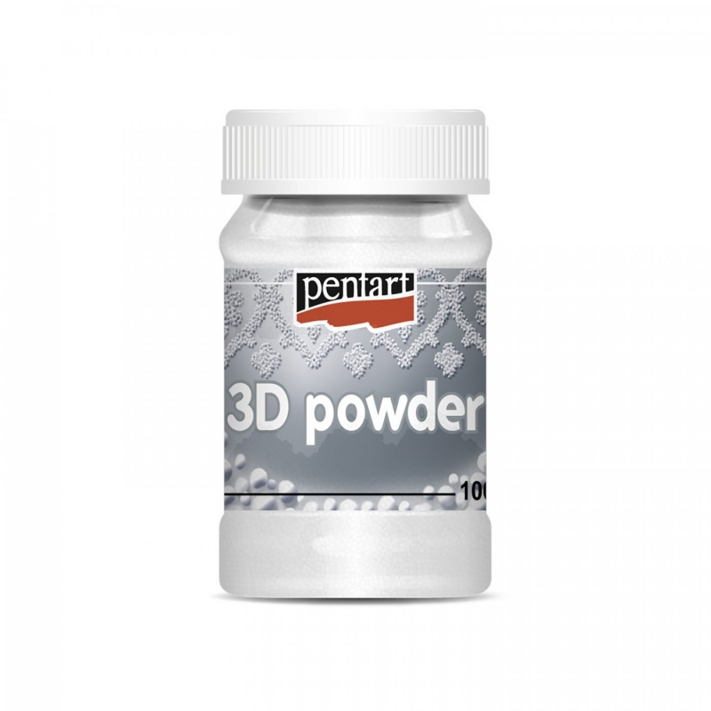Pomocí 3D pudru (3D powder coarse) s různou velikostí zrn můžete vytvářet 3D povrchy. Zamíchejte vámi zvolený 3D pudr do akrylové barvy a takto získ
