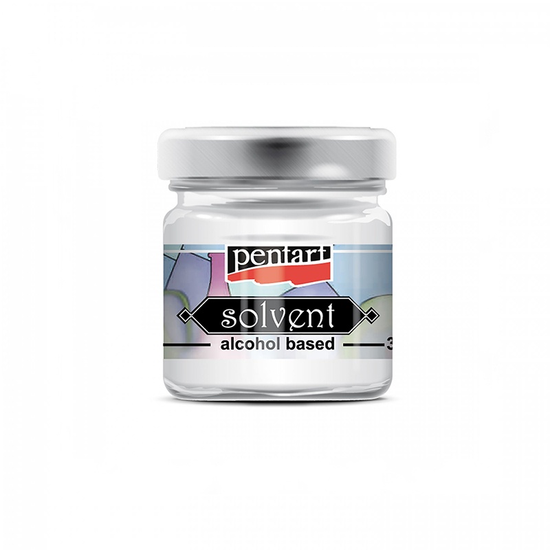 Alkoholové ředidlo (rozpouštědlo - na bázi alkoholu ) k ředění lesklých laků a barev na sklo.