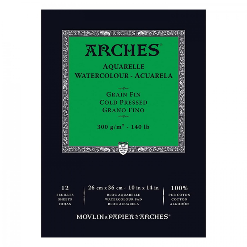 Arches® Cold Press akvarelový skicák – profesionální papír ze 100% bavlny. Arches® akvarelový skicák patří mezi nejuznávanější umělecké pap