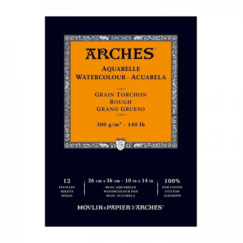 Arches® Rough akvarelový skicák – profesionální papír ze 100% bavlny pro expresivní malbu. Arches® Rough je prémiový akvarelový skicák určený 