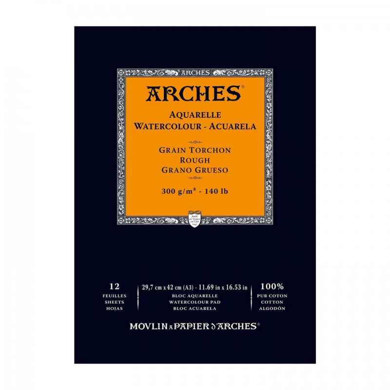 Arches® Rough akvarelový skicák – profesionální papír ze 100% bavlny pro expresivní malbu. Arches® Rough je prémiový akvarelový skicák určený 