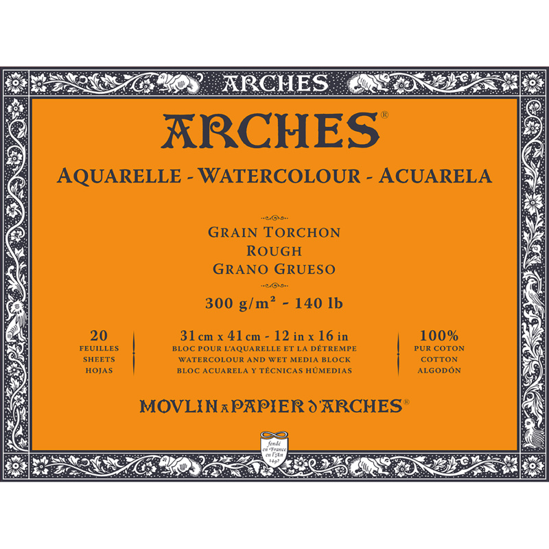 Arches® Rough akvarelový skicák – profesionální papír ze 100% bavlny pro expresivní malbu. Arches® Rough je prémiový akvarelový skicák určený pr