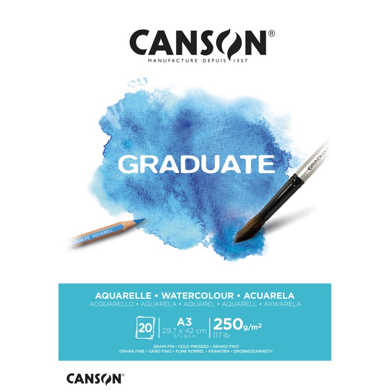 Canson skicář Graduate Aquarelle je skvělým skicářem pro všechny, kteří mají v oblibě akvarel . Hodí se na tvorbu akvarelových skic a náčrtů na 