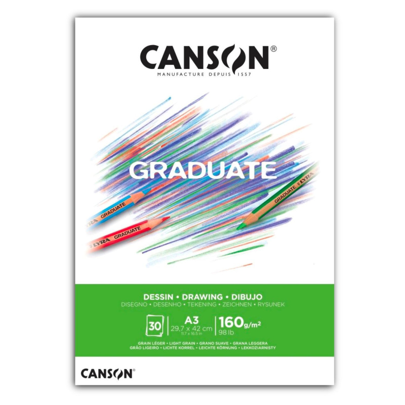 Canson Graduate Drawing skicák – univerzální blok pro kreslení a mixed media techniky. Canson Graduate Drawing je kvalitní skicák navržený pro každod