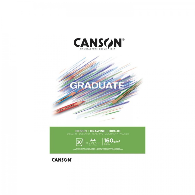 Skicař Canson Graduate je skicář vhodný stvoření na cestách. Ať už si vyberete suché nebo mokré techniky, Canson Graduate vás nezklame. Hodí se pro
