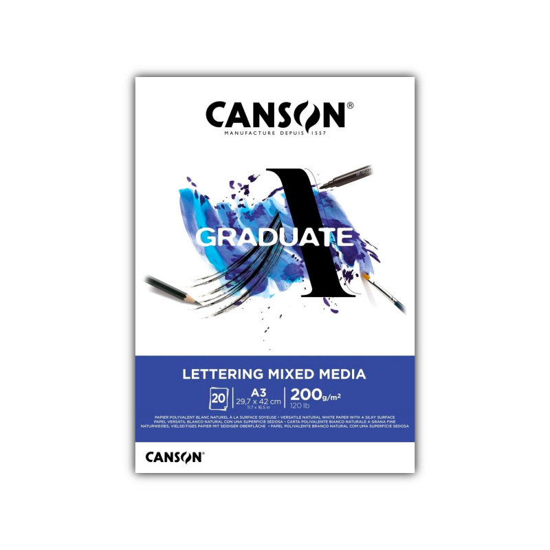 












Canson Graduate Lettering Mix Media skicák – papír na kombinované techniky, lettering a kresbu. Canson Graduate Lettering Mix Med