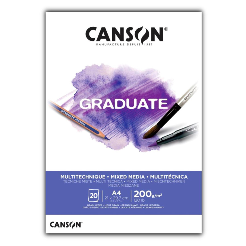 Canson Graduate Mixed Media skicák – univerzální papír pro kreslení i malování. Canson Graduate Mixed Media skicák je kvalitní umělecký blok navrž