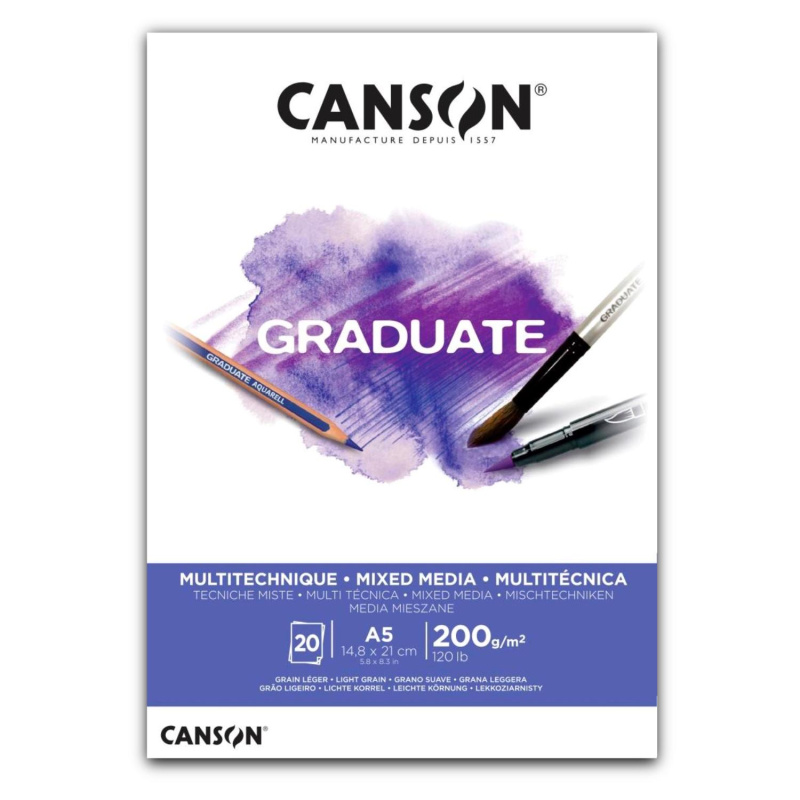Canson Graduate Mixed Media skicák – univerzální papír pro kreslení i malování. Canson Graduate Mixed Media skicák je kvalitní umělecký blok navrž