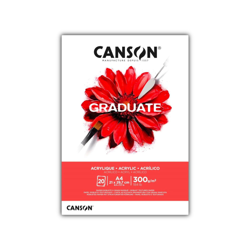 












Canson Graduate Acrylic skicák – papír na akryl a vodou ředitelné olejové barvy. Canson Graduate Acrylic je kvalitní students