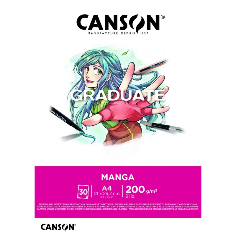 Skicař Canson Manga je skicář, ve kterém najdete papír určený ke kreslení, tvorbě komiksů a Manga ilustrací. Svou hmotností ( gramáž - 200 g/m 2 )