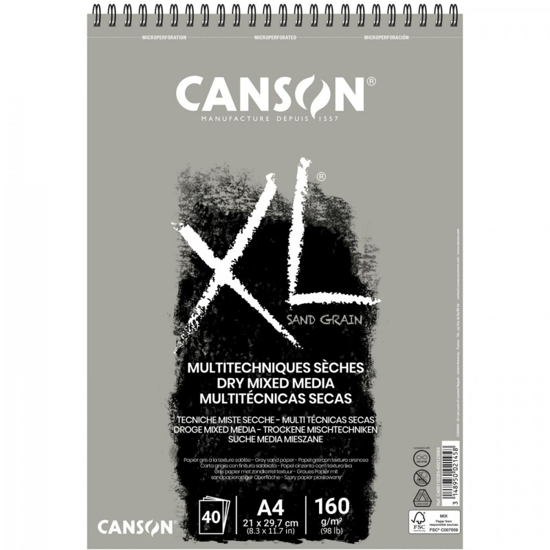 Skicař Canson XL sand grain obsahuje hladký papír s jemnou zrnitostí . Jeho výjimečná šedá barva vynikne zejména při kreslení figury, drapérie nebo