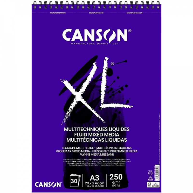 Skicař Canson XL fluid obsahuje odolný, hladký papír . Jeho výjimečná bílá barva nechává vyniknout všechny barevné odstíny , které na něj nanese