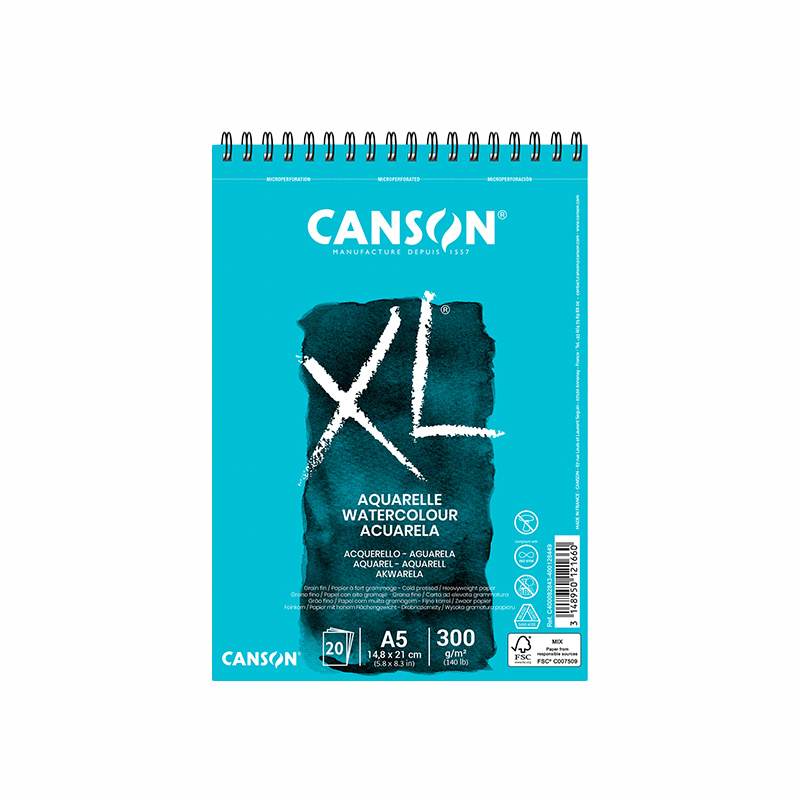 Canson XL Aquarelle – kvalitní akvarelový skicák pro studenty i hobby umělce. Canson XL Aquarelle je oblíbený akvarelový skicák navržený pro žáky,