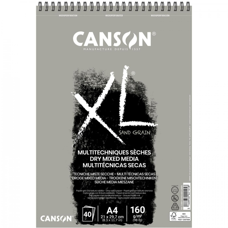 Canson XL Sand Grain – tónovaný skicák pro pastel, uhel a uměleckou kresbu. Canson XL Sand Grain je kvalitní skicák s jedinečným tónovaným papírem 