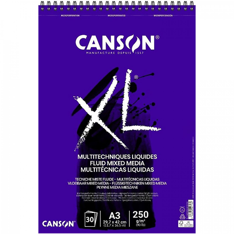 Canson XL Fluid Mixed Media – profesionální papír pro inkoust, akryl a mokré techniky. Canson XL Fluid Mixed Media je kvalitní skicák navržený speciá