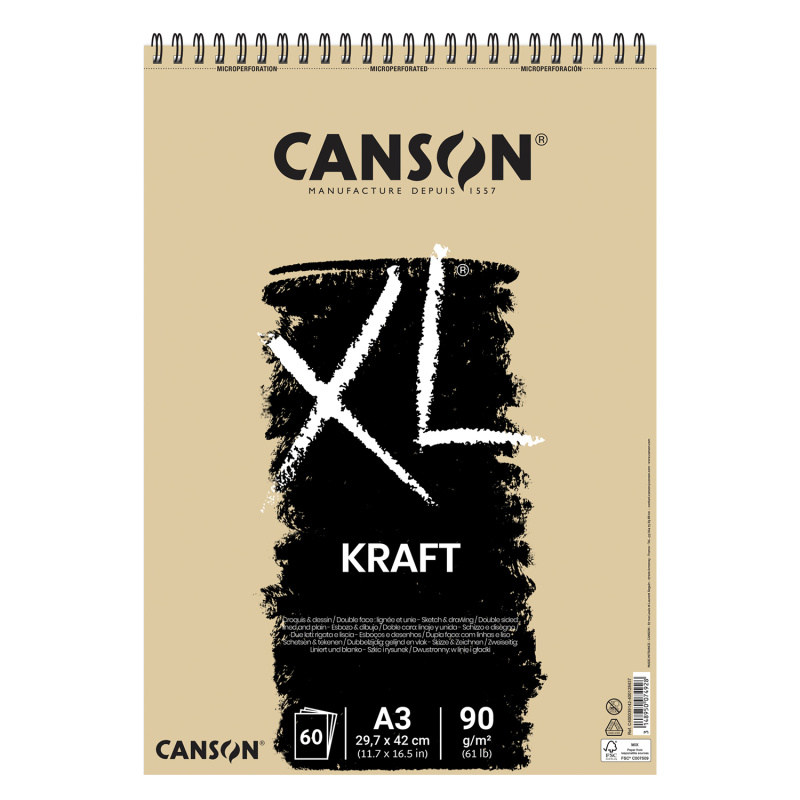 Canson XL KRAFT – skicák s hnědým papírem pro kreslení a umělecké techniky. Canson XL KRAFT je stylový skicák s charakteristickým hnědým papírem,