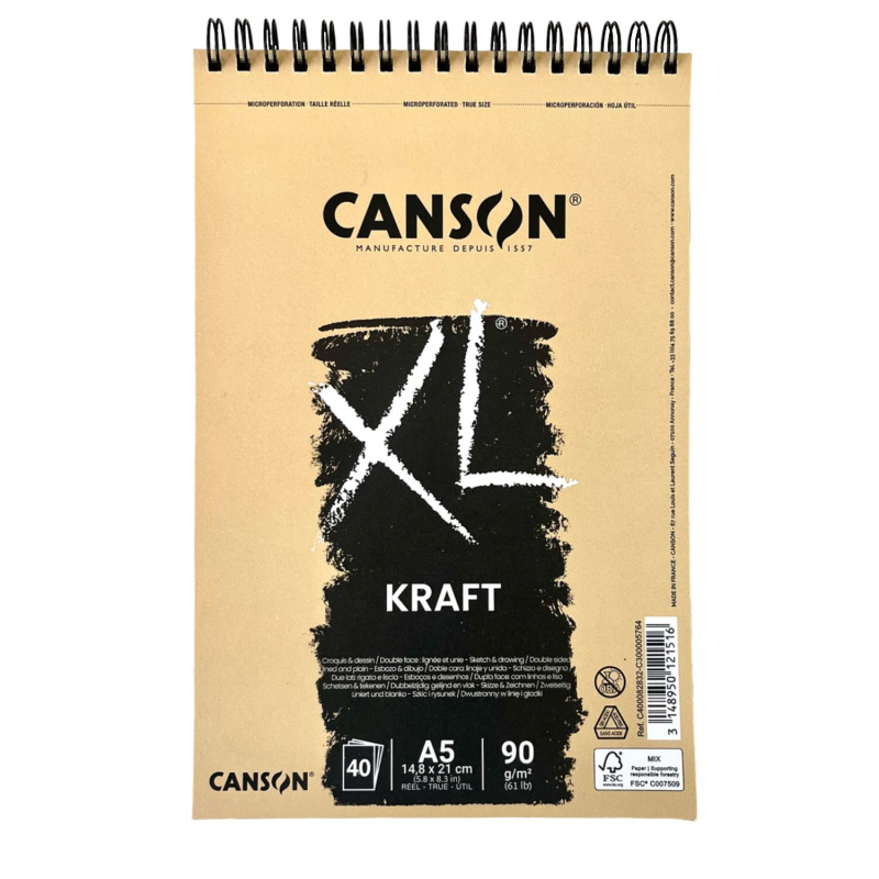Canson XL KRAFT – skicák s hnědým papírem pro kreslení a umělecké techniky. Canson XL KRAFT je stylový skicák s charakteristickým hnědým papíre