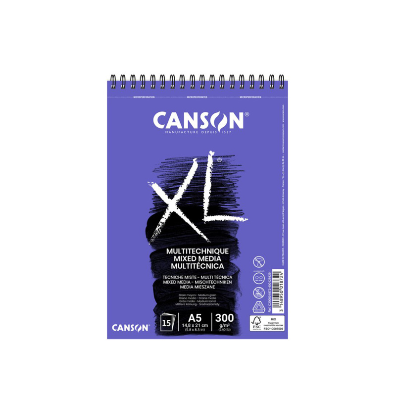 Canson XL Mix Media – univerzální skicák pro suché i mokré techniky. Canson XL Mix Media je kvalitní mixed media blok navržený pro kreativce, studenty