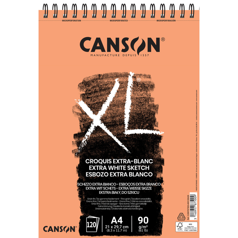 Canson XL Sketch Extra White – skicák pro kreslení, skicování a studentskou tvorbu. Canson XL Sketch Extra White je kvalitní skicák navržený pro stu
