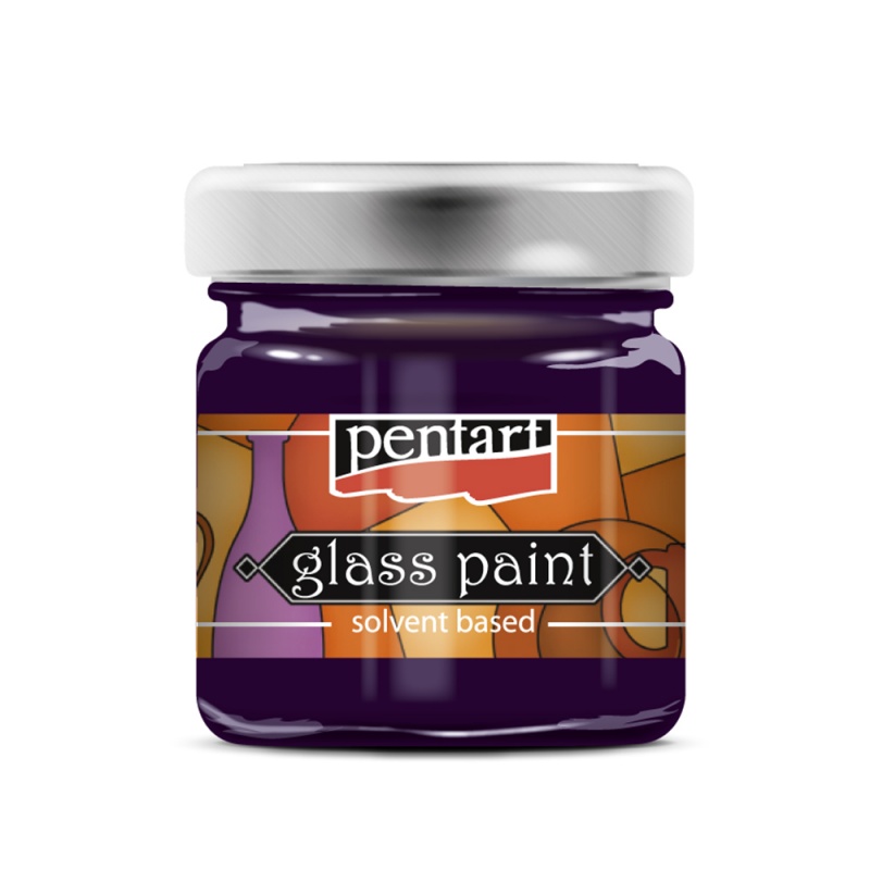 Barvy na sklo (Glass paint) od společnosti Pentart jsou rychleschnoucí barvy, které lze ředit alkoholovým ředidlem Pentart. Základní odstíny jsou kryc