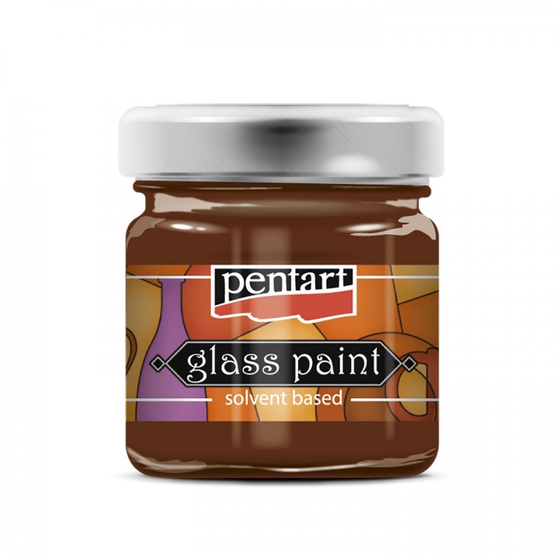 Barvy na sklo (Glass paint) od společnosti Pentart jsou rychleschnoucí barvy, které lze ředit alkoholovým ředidlem Pentart. Základní odstíny jsou kryc