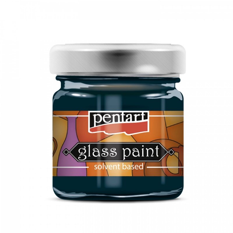 Barvy na sklo (Glass paint) od společnosti Pentart jsou rychleschnoucí barvy, které lze ředit alkoholovým ředidlem Pentart. Základní odstíny jsou kryc