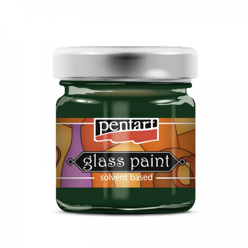 Barvy na sklo (Glass paint) od společnosti Pentart jsou rychleschnoucí barvy, které lze ředit alkoholovým ředidlem Pentart. Základní odstíny jsou kryc