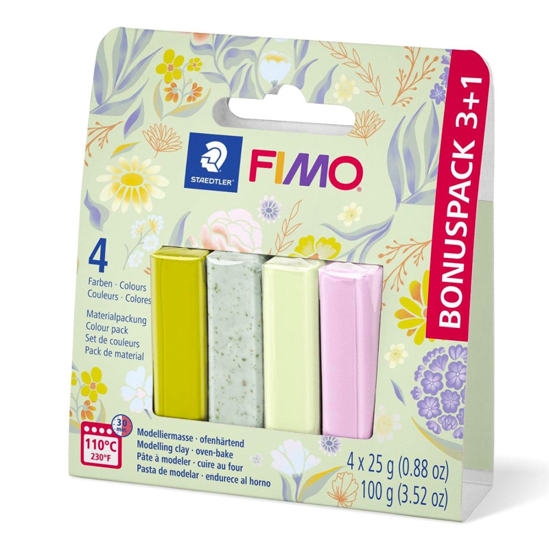 



FIMO Soft sada 3+1 FLORAL – pastelové odstíny. FIMO Soft sada 3+1 FLORAL je praktická sada polymerové modelovací hmoty v pastelových, trendy a 