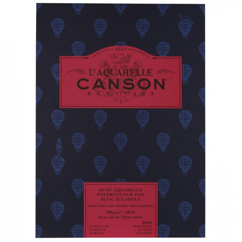 Canson Héritage lepený skicář obsahuje akvarelový papír prémiové kvality. Papír si udržuje přijatou vlhkost delší dobu , což umělci poskytuje dos