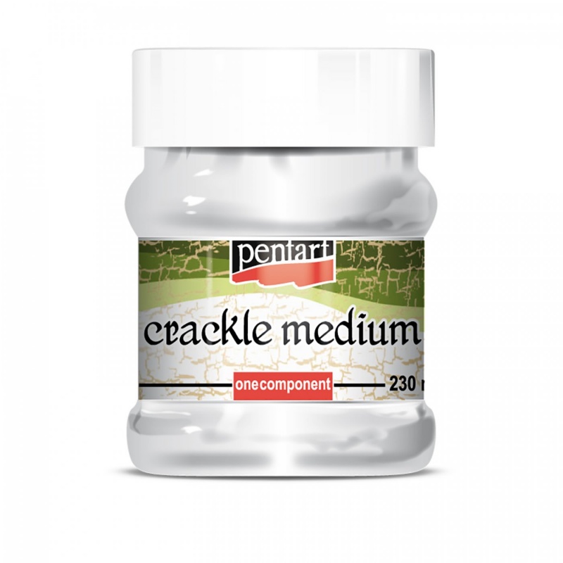 Crackle medium je skvělý produkt pro dosažení krakelovaného povrchu. Často se kombinuje s technikou decoupage a je vhodné pro všechny projekty s kombino