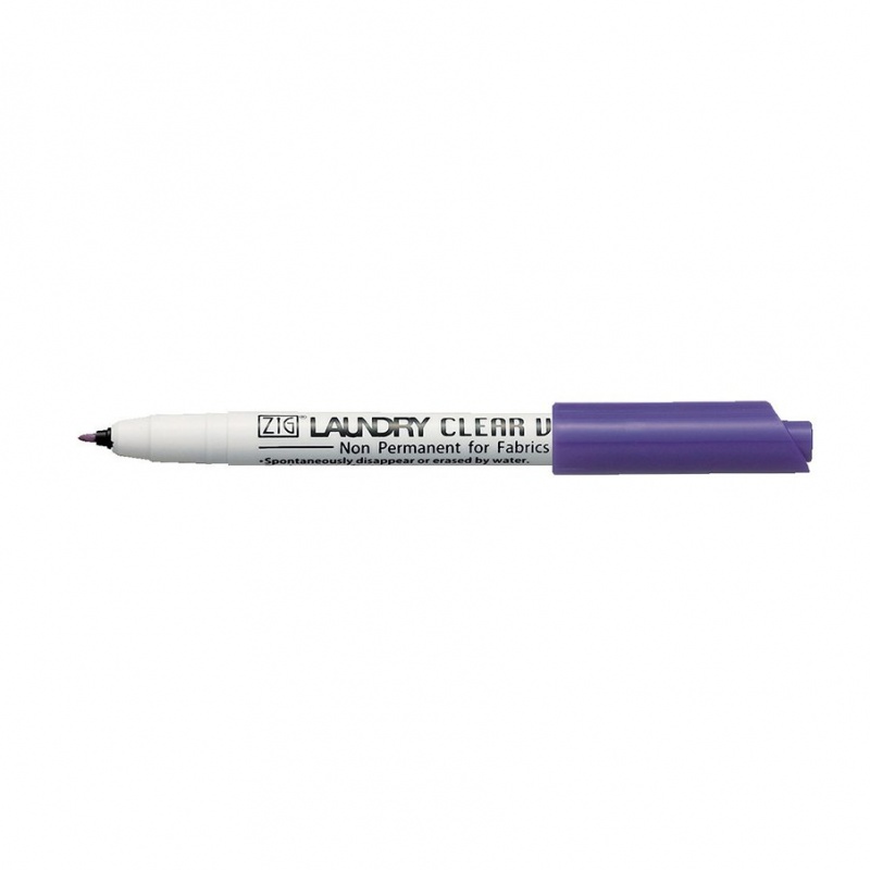 Kuretake Laundry Clear Violet je fialová fantomová tužka určená k dočasnému kreslení na textilie . Má 0.7 mm silný hrot, je bez zápachu a neobsahuje 