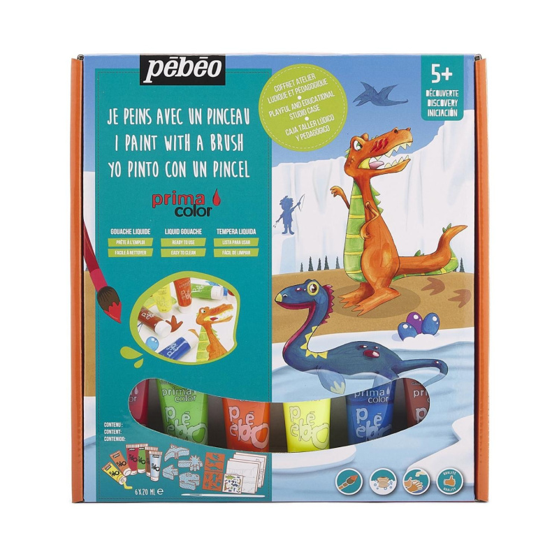 Sada Primacolor obsahuje tekuté temperové barvy značky Pébéo připravené k okamžitému použití. Jsou to temperové barvy ředitelné vodou , určené z