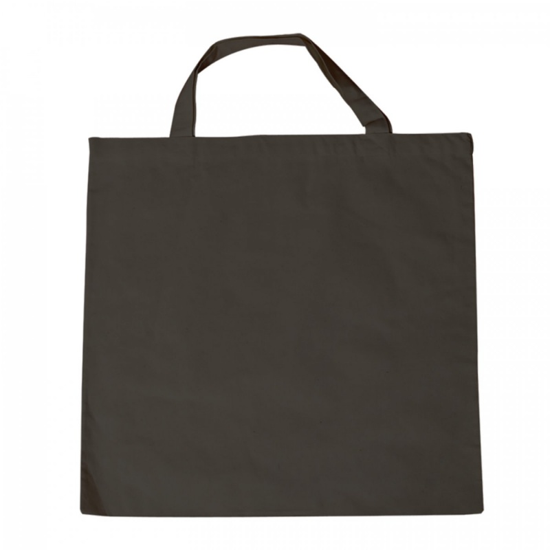 Nákupní taška s krátkými uchy je vyrobena ze 100% bavlny. Má černou barvu. Lze ji dále zdobit barvami na textil, batikou, linorytem na textil, výšivko