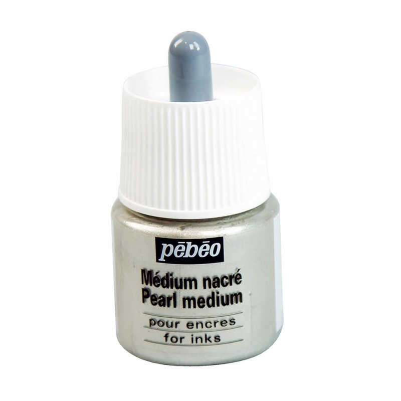 Perleťové médium od francouzské značky Pébéo (Pebeo pearl medium) je médium na vodní bázi určené pro inkousty, akvarel nebo akryl , které dodává 