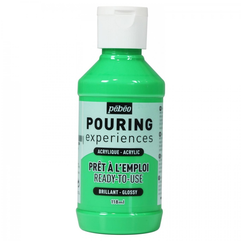 Pouring experiences od francouzské značky Pébéo je barva v lahvičce vytvořená ze směsi akrylové barvy a pouring média na vodní bázi . Barvy a médiu