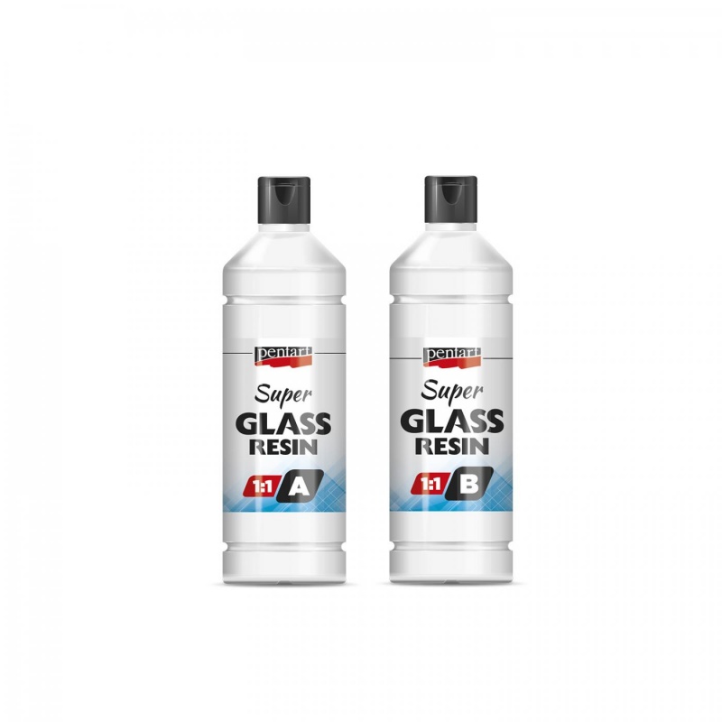 Pentart křišťálová pryskyřice (Super Glass resin) je set produktů, složený ze dvou složek. Složky se smíchávají v poměru 1:1. Výhodou pryskyřic