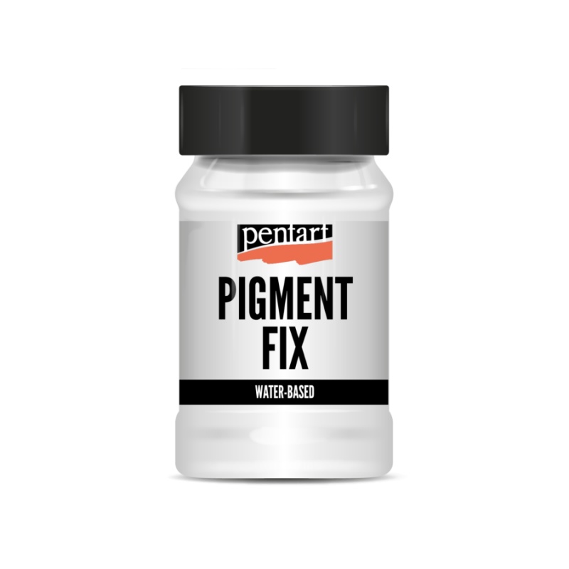 Pigment Fix společnosti Pentart je transparentní médium na vodní bázi, které je kombinováno s kovovými metalickými pigmenty. Pomocí pigment fixu změn