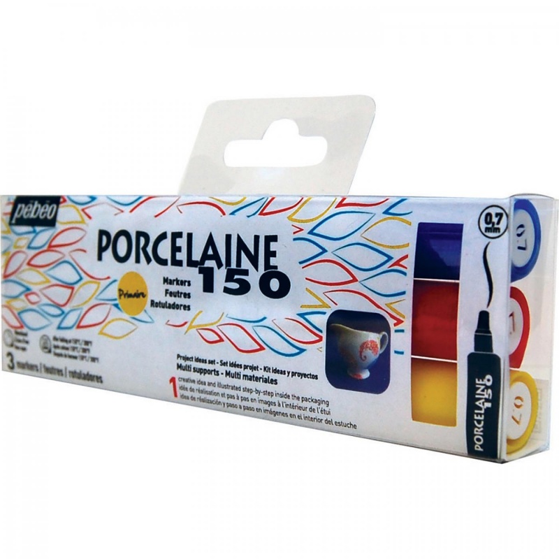 Porcelaine 150 marker jsou tekuté barvy na porcelán ve fixu připravené k okamžitému použití. Odstíny fixů je lze vzájemně míchat . Barvy jsou hlubo