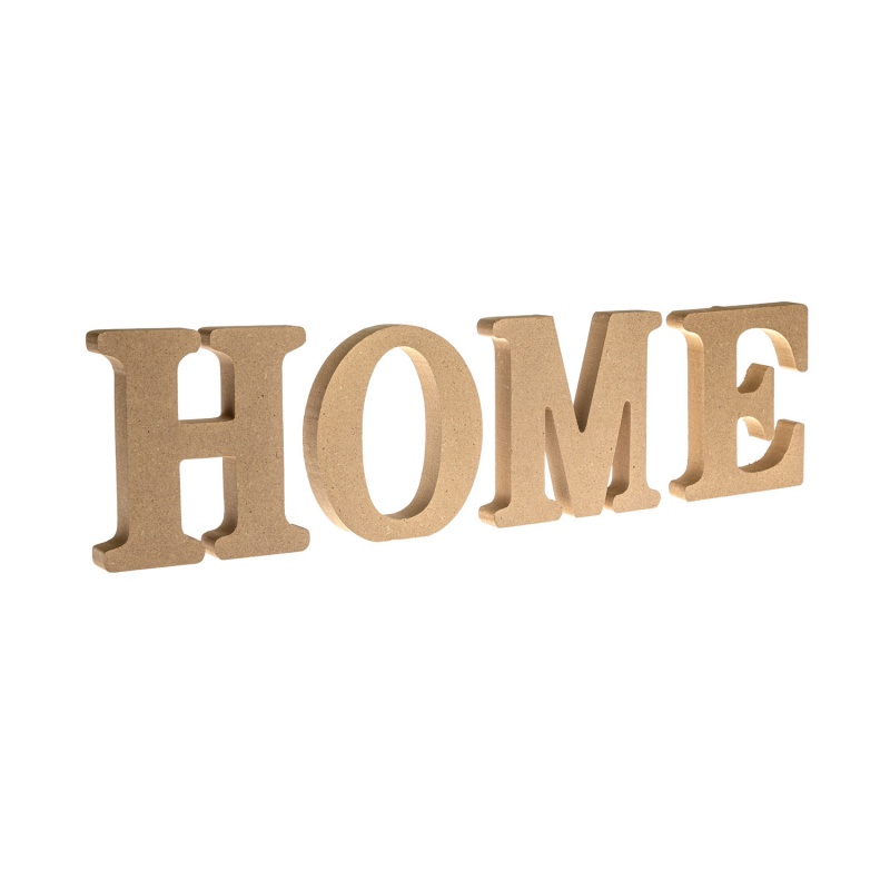Sada písmen z MDF v nápisu Home (domů) se hodí při tvorbě dekorací, které ozdobí váš domov. Dřevěné výrobky jsou vyrobeny ze dřeva a překližky