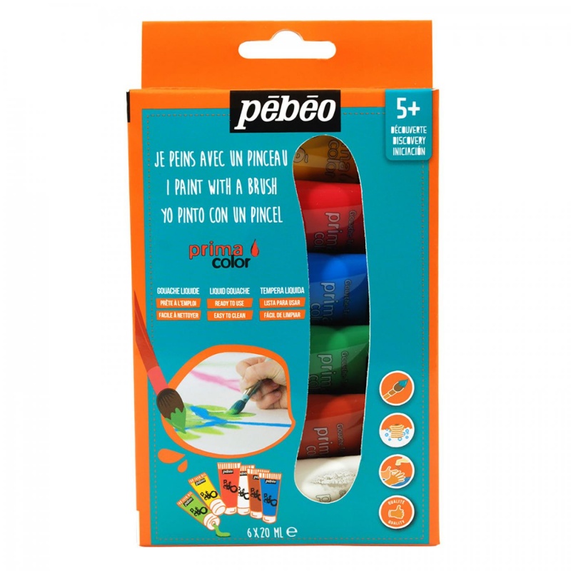Sada Primacolor obsahuje tekuté temperové barvy značky Pébéo jsou připraveny k okamžitému použití. Jsou to temperové barvy ředitelné vodou , určen