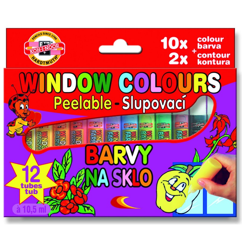 Sada slupovacích barev na sklo je skvělou sadou barev hlavně pro děti. Barvy jsou určeny k malování na sklo , zrcadla, obkládačky, plasty a jiné hladk