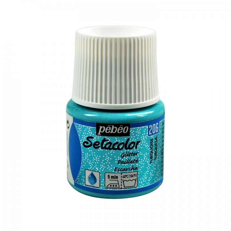Barvy na textil Setacolor Light od Pébéo jsou vodou ředitelné barvy určené pro aplikaci na světlý textil. Série Glitter obsahuje jemné třpytky, kter