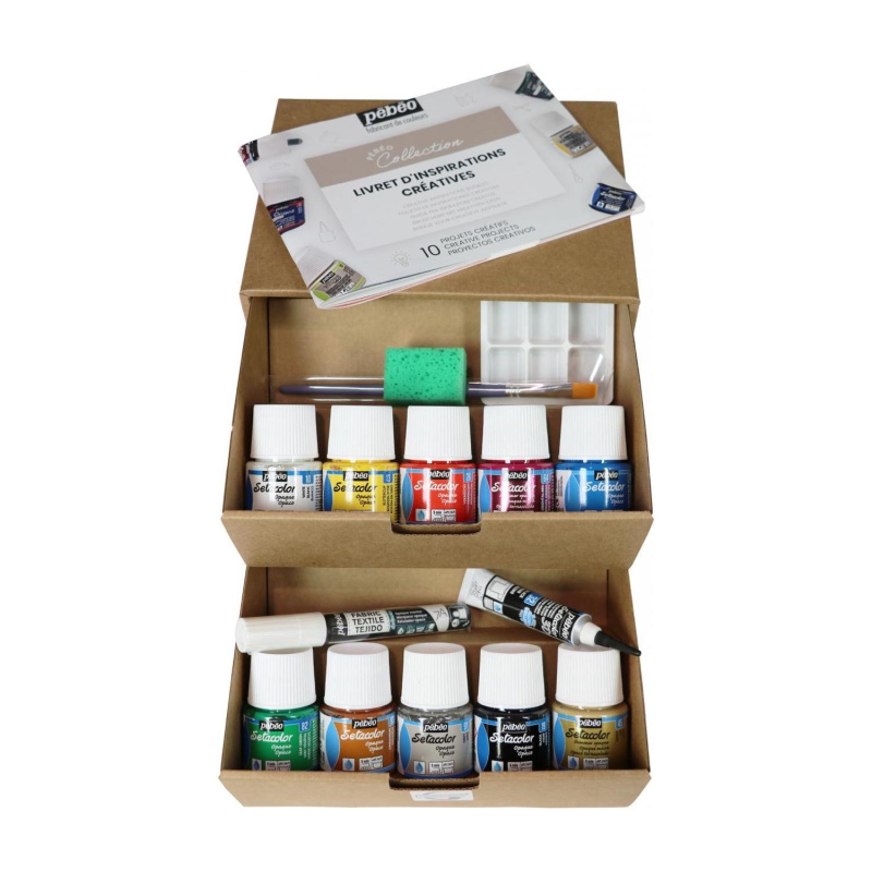 Neprůhlednébarvy na textil Pébéo Setacolor jsou neprůhledné barvy na textil na vodní bázi, které lze míchat. Barvy jsou živé a zářivé. Jejich slo