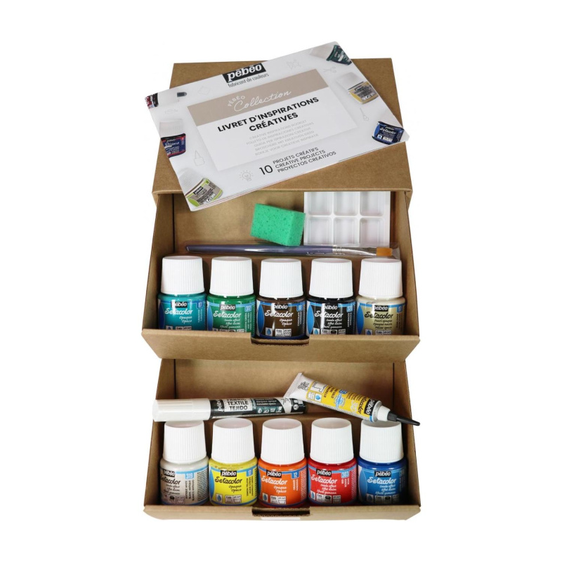 Neprůhlednébarvy na textil Pébéo Setacolor jsou neprůhledné barvy na textil na vodní bázi, které lze míchat. Barvy jsou živé a zářivé. Jejich slo