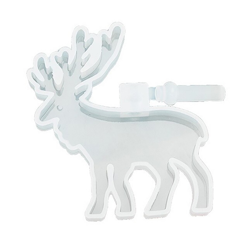 Silikonová forma na vánoční řetěz ve tvaru soba z bílého silikonu vhodná pro práci s pryskyřicí, pomylérovými hmotami, sádrou nebo jinými modelo