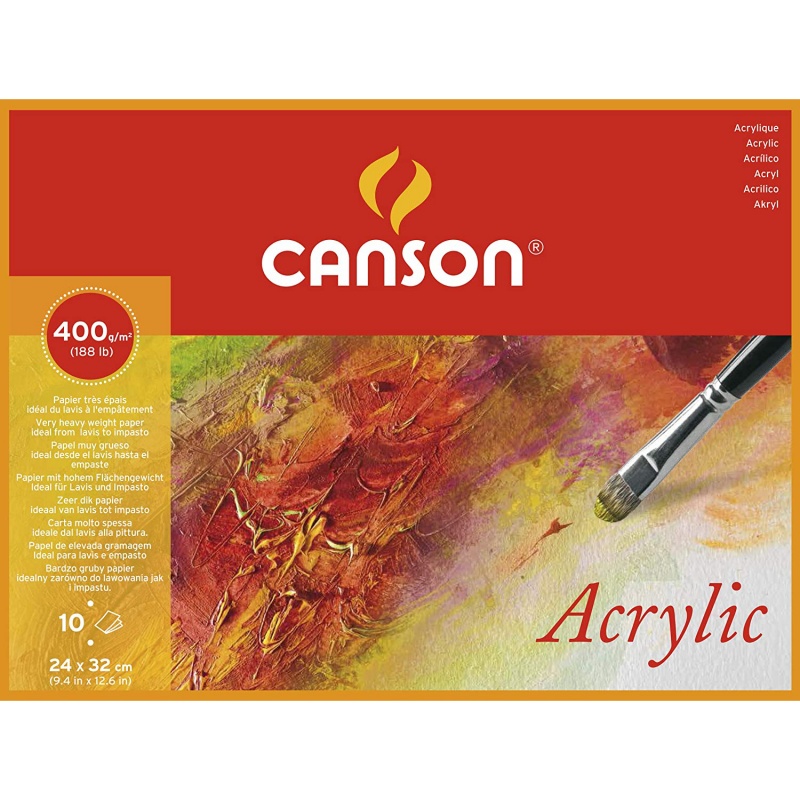 Canson Acrylic je skicář s čisto-bílými listy ultrajemné kvality. Papír má gramáž 400g/m 2 což z něj činí pevný odolný list, který vydrží mal