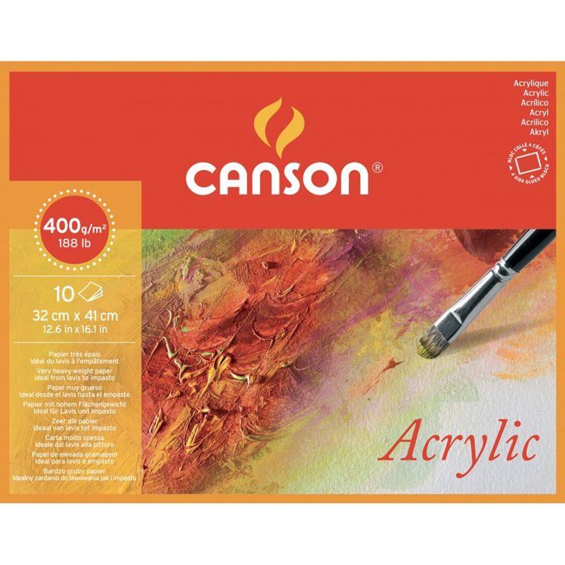 Canson Acrylic je skicář s čisto-bílými listy ultrajemné kvality. Papír má gramáž 400g/m 2 což z něj činí pevný odolný list, který vydrží mal