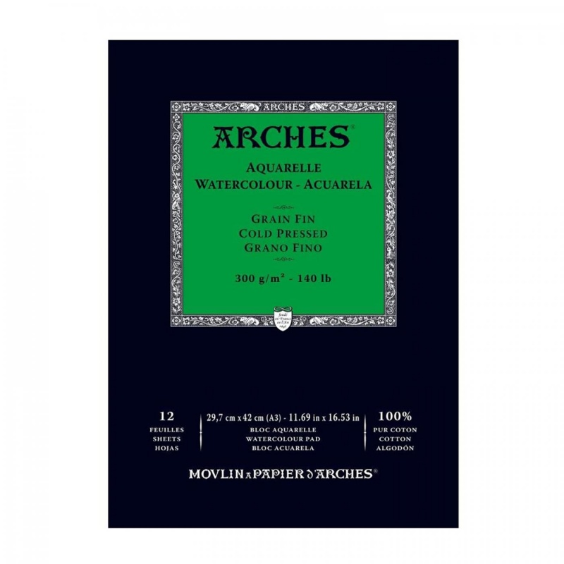 Skicař Arches ® s papírem vyráběným válcovou metodou, která papíru dodává přírodní harmonickou strukturu . Válec zajistí rovnoměrné rozložen