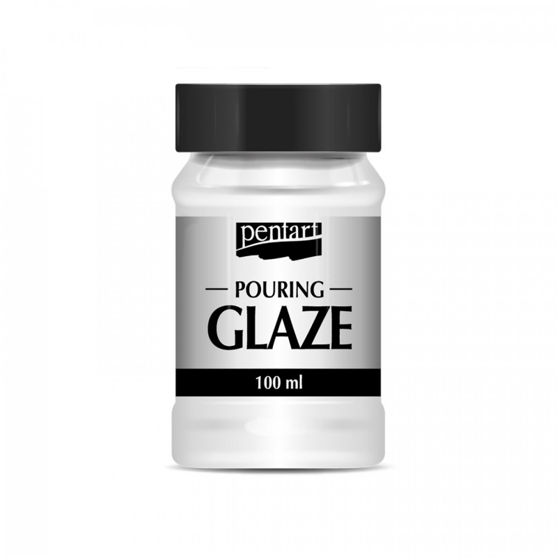 Tekutá glazura (Pouring glaze) je novinkou značky Pentart. Jedná se o průhledný, vysoce lesklý lak na vodní bázi, který vytváří tvrdý a velmi odoln